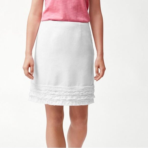 Tommy Bahama Two Palms Ruffle Linen Skirt White Size 10 - Picture 1 of 10